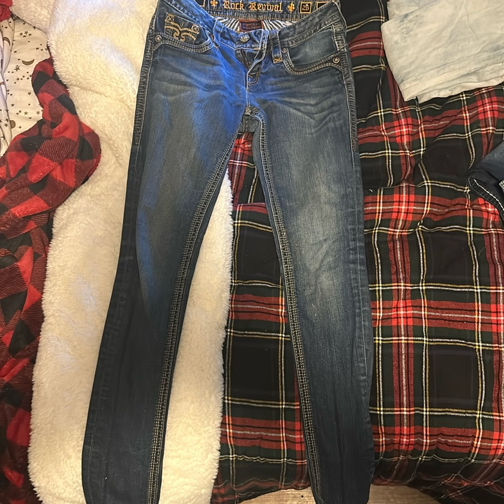 Rock revival skinny jeans low cut dark wash , name of them are calli